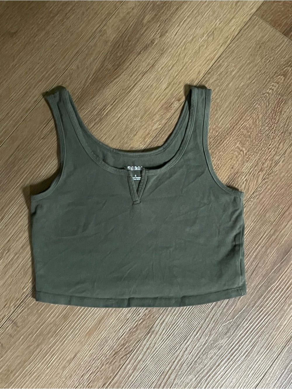 wild fable Olive Scoop Crop Tank